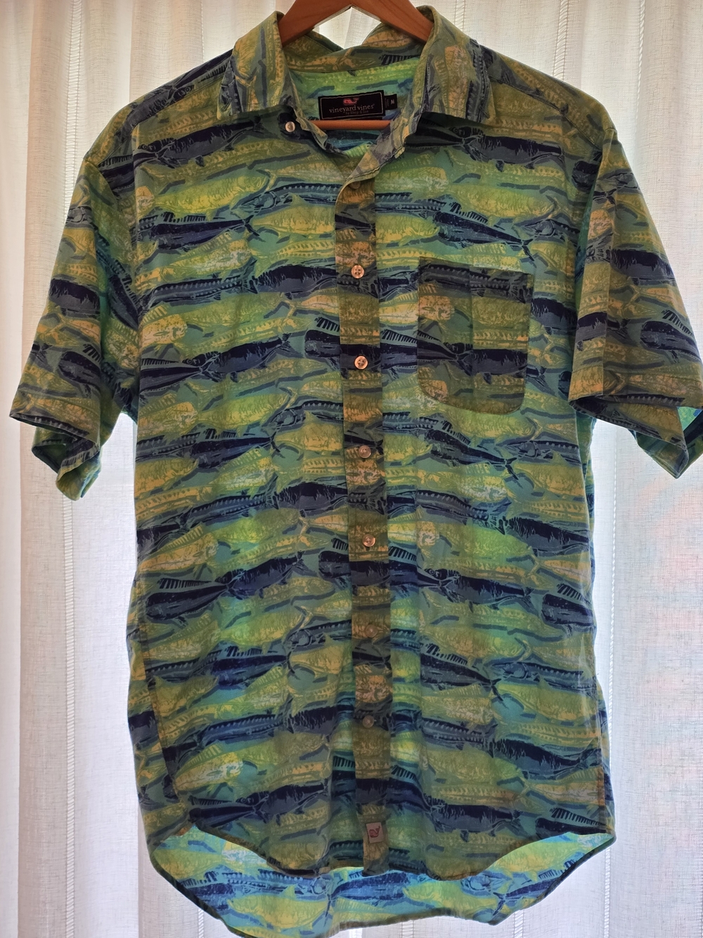 Vineyard Vines Green and Blue Mahi and Tarpon Short-Sleeve Murray Shirt